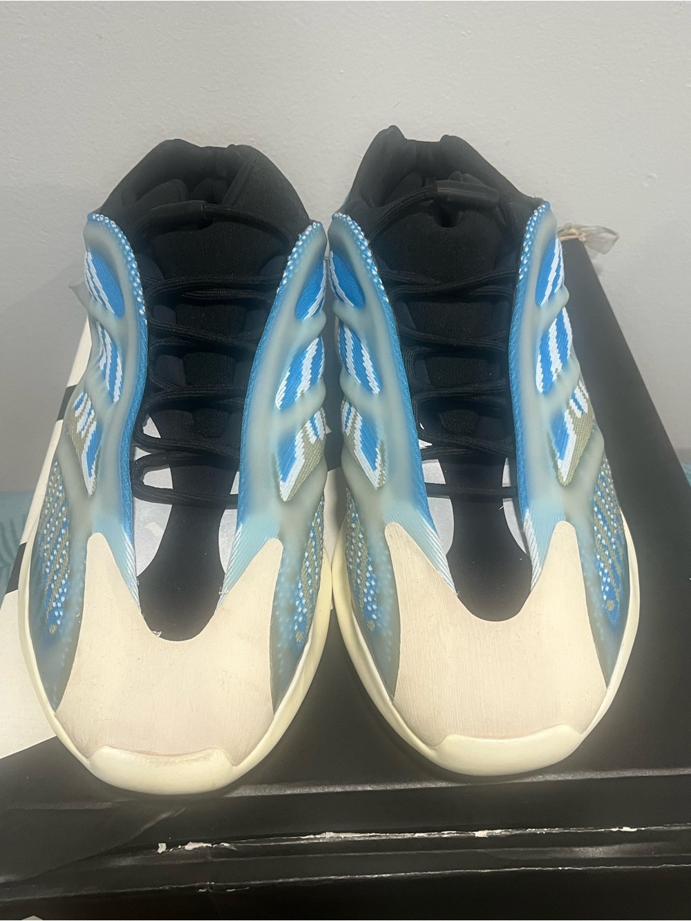Blue and Black Addidas Yezzy 700 Athletic Sneakers